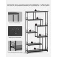 thumbnail image 4 of Zocalo Estantería 180cm para almacenamiento, estantería alta de 8 estantes para dormitorio, estanterías escalonadas con estructura metálica para dormitorio, sala de estar y oficina en casa, negro, 4 of 8