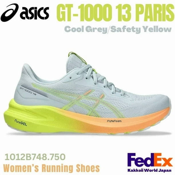 ASICS Women Running shoes GT-1000 13 PARIS Cool Grey/Safety Yellow 1012B748.750