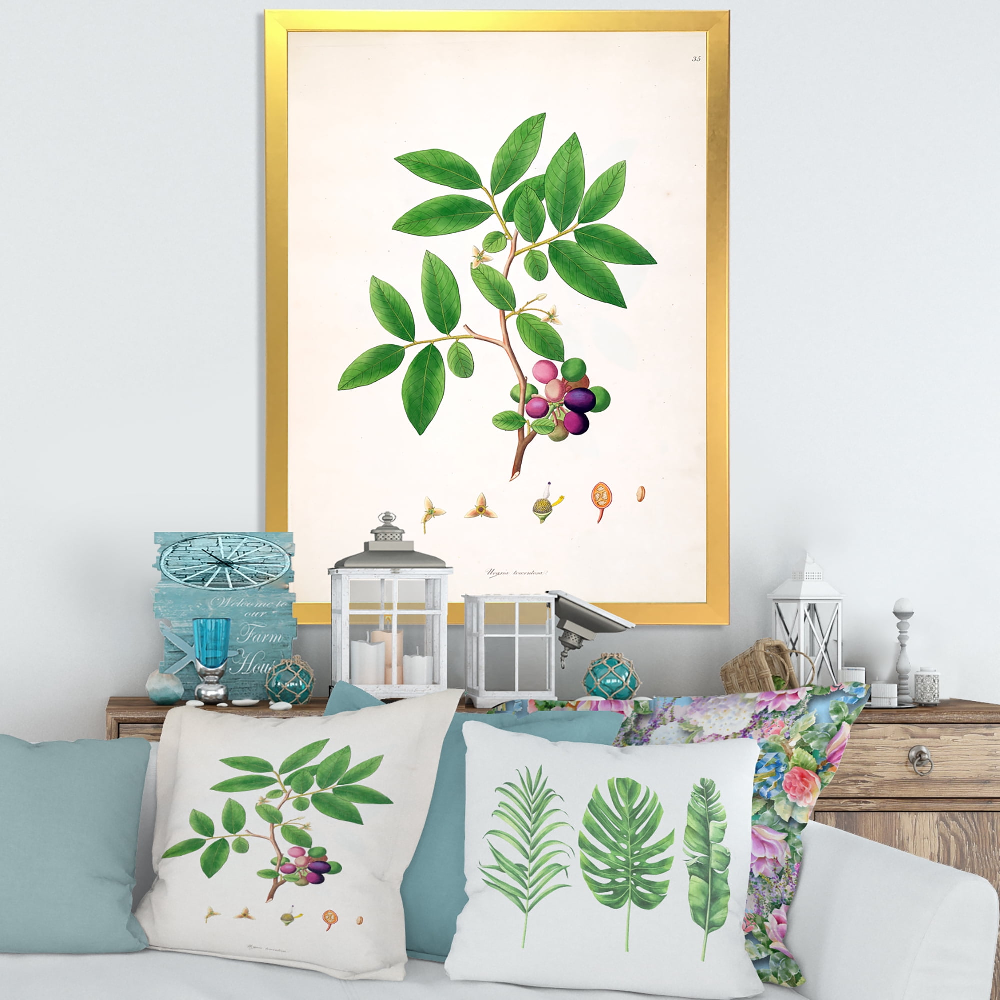 Designart 'Ancient London Plants XI' Farmhouse Framed Art Print