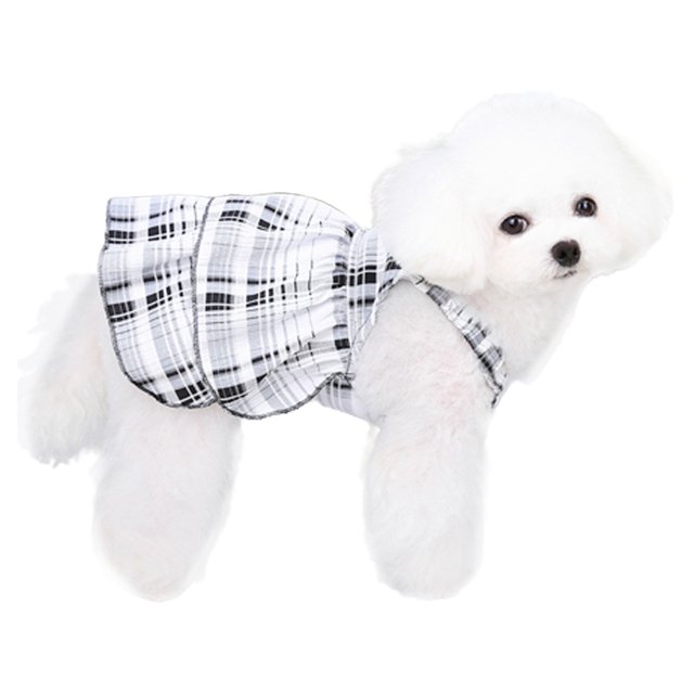 Vestido con arnés para perro con anilla en D, falda para cachorro, ropa para mascotas, vestidos para perros pequeños, traje para niña y gato (negro) XL
