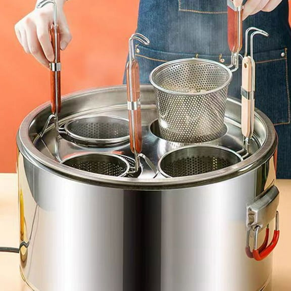 OUNONA Stainless Steel Ramen Strainer Pot for Cooking Noodles, Kitchen Colander, 1 Pack