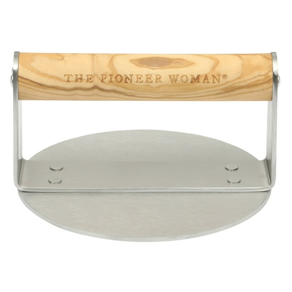 The Pioneer Woman Stainless Steel Burger Smasher with Olivewood Handle