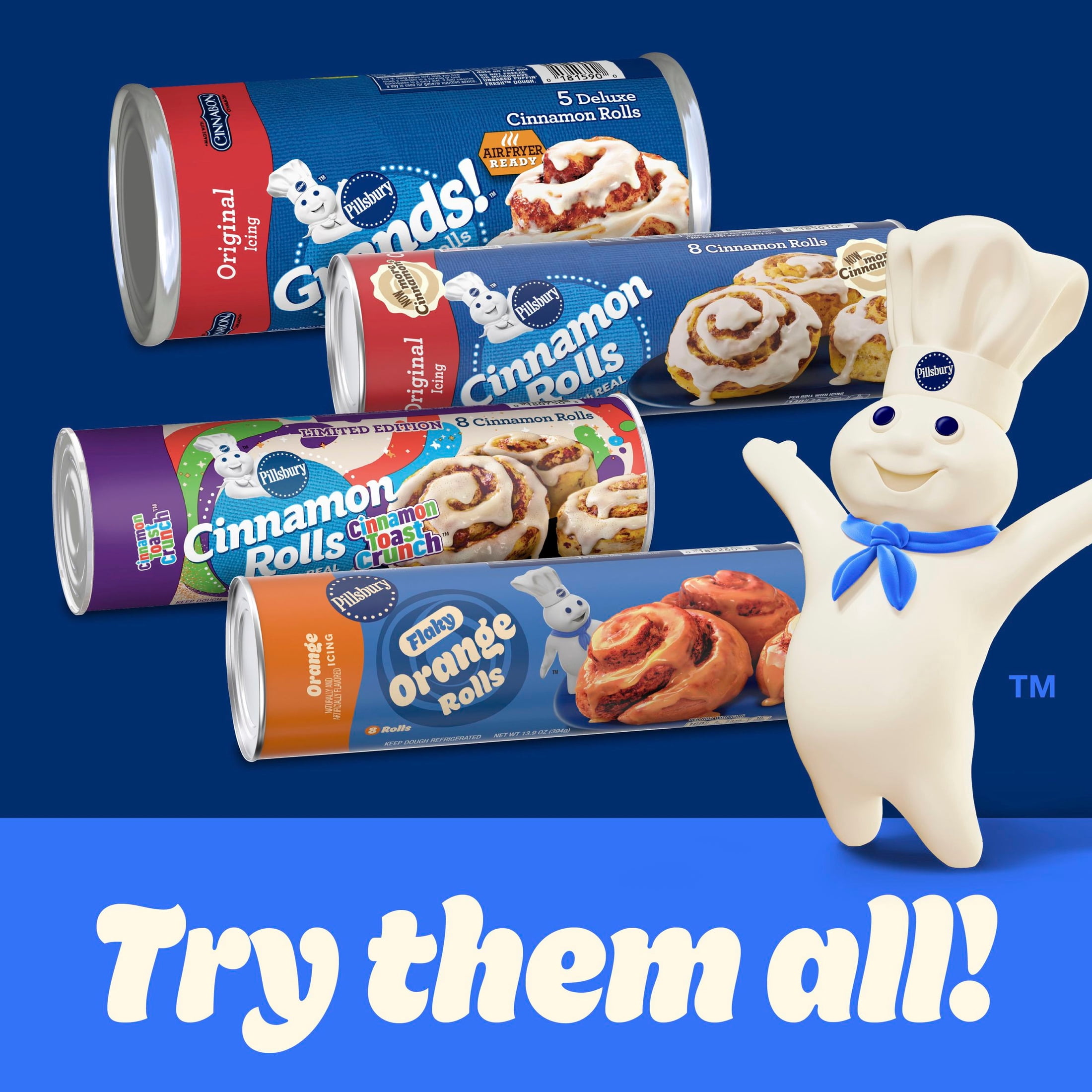 Pillsbury Flaky Chocolate Rolls with Icing, Canned Pastry Dough, 8 Count, 13.9 oz