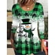 thumbnail image 2 of Plaid & Snowman Print Crew Neck T-Shirt, Casual Long Sleeve Top For Spring & Fall, Women's Clothing, 2 of 5