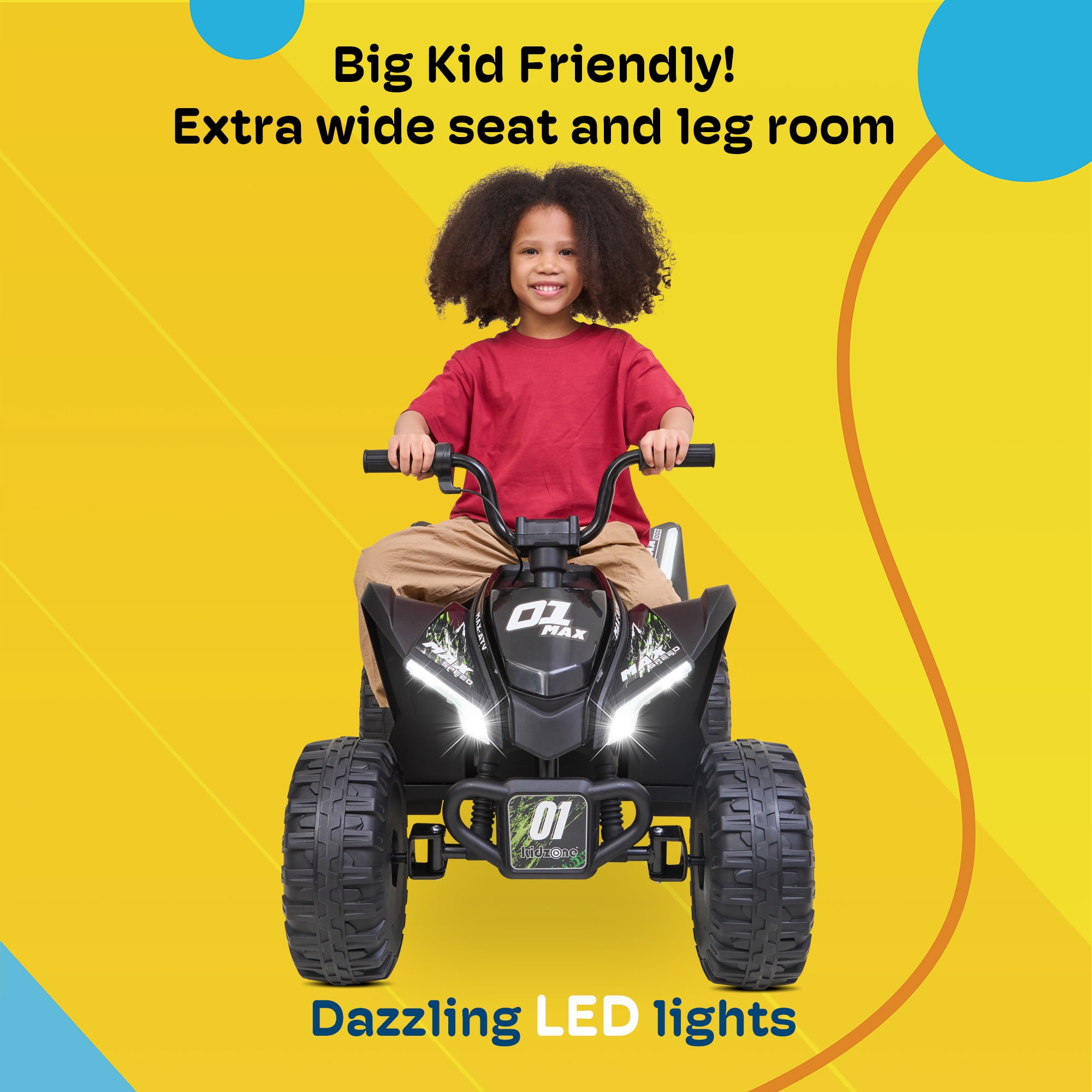 Kidzone 12V Ride On ATV for Kids, 4-Wheel Electric Toy with Bluetooth & USB Music, LED Lights, Rear Suspension, Forward/Reverse, 3.7 MPH Max Speed, 88 LBS Capacity, 37-96 Months -  Pink