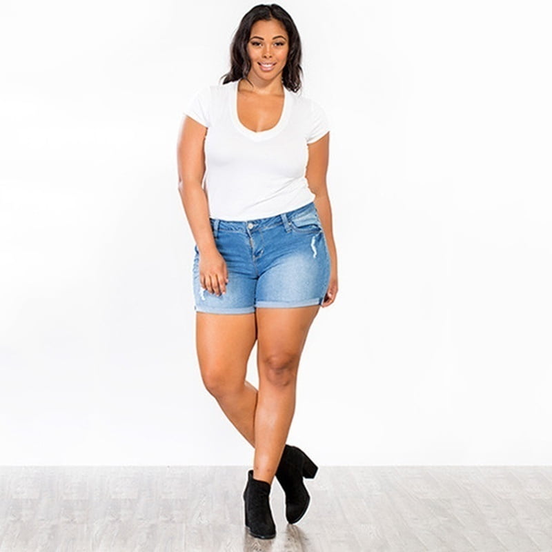 Womens Denim Shorts Casual Plus Size Jeans Shorts Walmart Canada