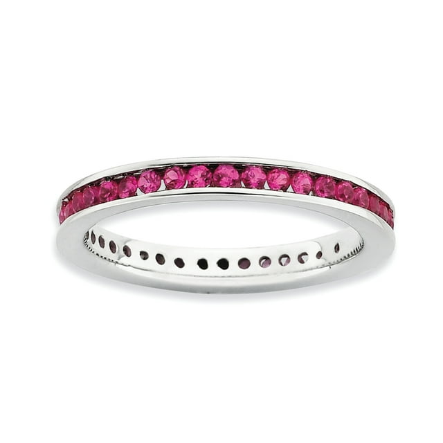 Bague en Argent Sterling Stackable Expressions en Rubis Poli Créé Taille 7