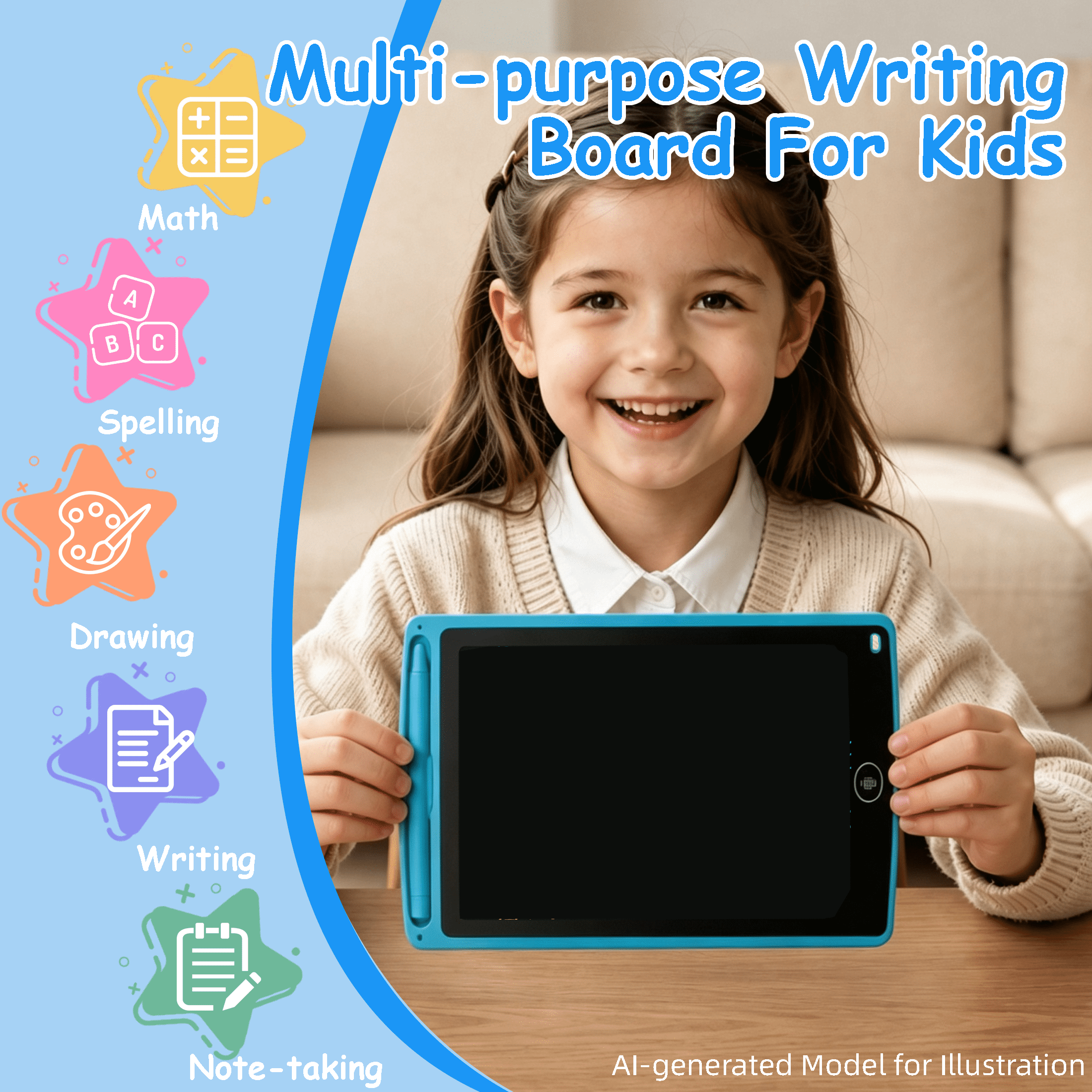 2 Pack 8.5 Inch LCD Writing Tablet for Kids, Colorful Screen Doodle Board, Reusable Electronic Drawing Pad with Erase‑Lock Function, Educational Drawing Toy Gift for Boys Girls