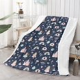 thumbnail image 2 of Princess and Carriage Blue Pattern Soft Sherpa Fleece Throw Blanket, Warm Cozy Plush Blanket for Sofa Bed Couch, All Season, 60"x80", 2 of 5