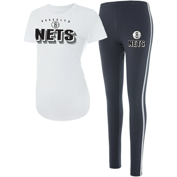Women's Concepts Sport White/Charcoal Brooklyn Nets Sonata Top & Leggings Sleep Set