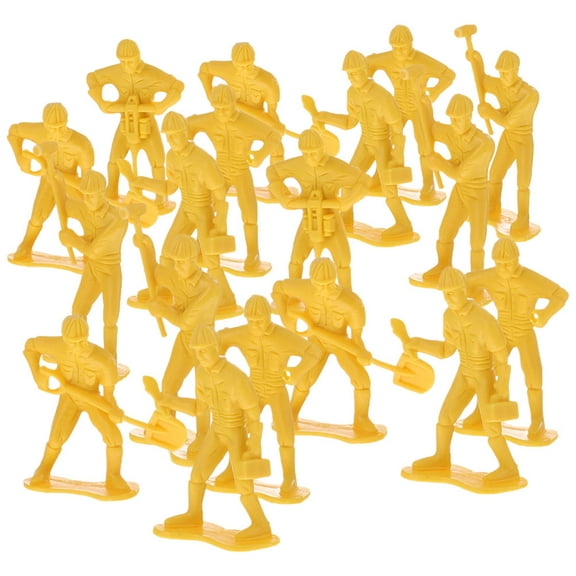SOPOTUTU 54Pcs Realistic Construction Worker Figurines, Yellow Plastic Model Set for Home Display and Engineering Projects