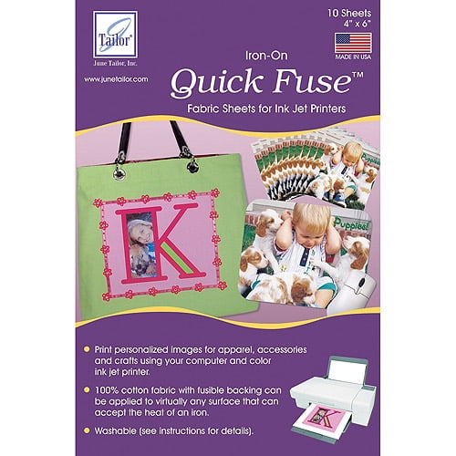 June Tailor Quick Fuse Iron On Mini Inkjet Fabric Sheets White 4 X 6 10 Pkg Walmart Com