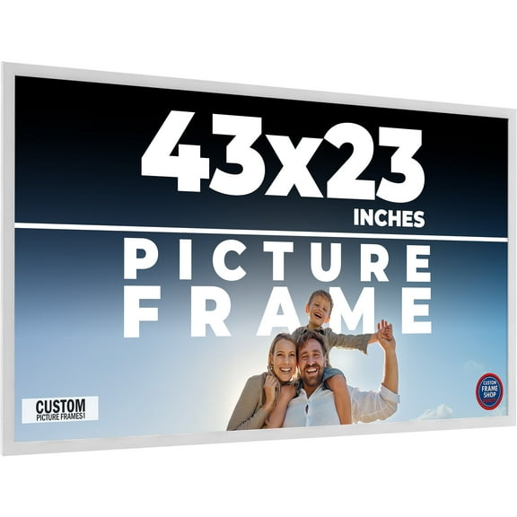 43x23 Frame White Solid Wood Picture Frame Includes UV Acrylic Shatter Guard Front, Acid Free Foam