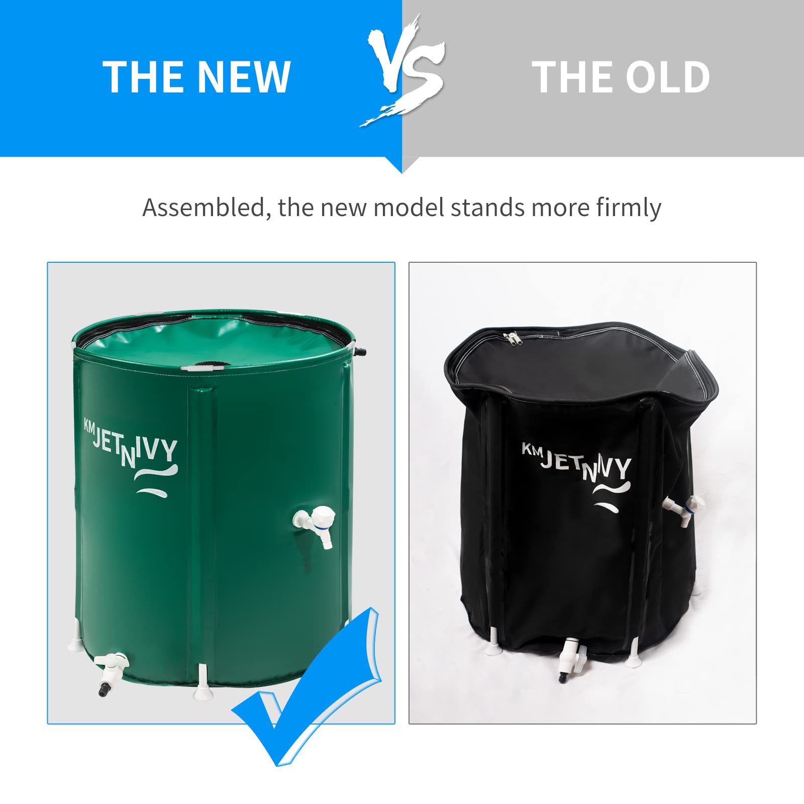 KMJETNIVY Rain Barrel Upgrade Anti-Collapse Collapsible Rainwater Collection System,Portable Water Storage Tank,Garden Water Catcher(Green,50G)