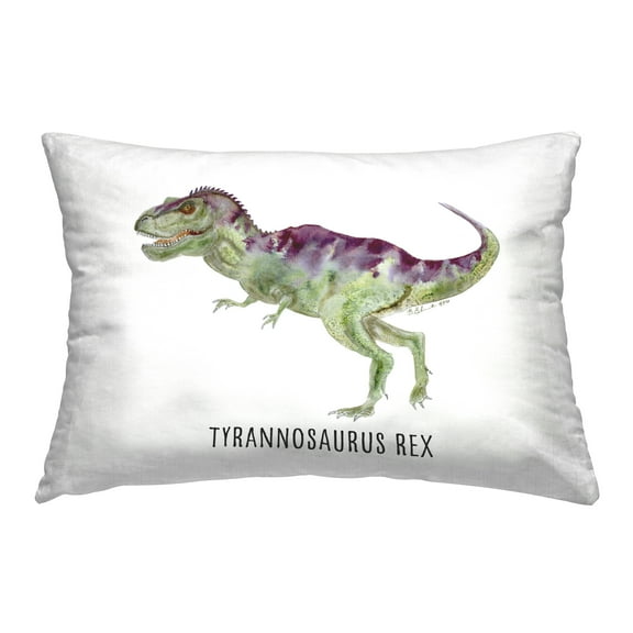 Stupell Industries Tyrannosaurus Rex Dinosaur Learning 14" x 20" Animals Print Polyester Throw Pillow, Zip Closure 1 Count