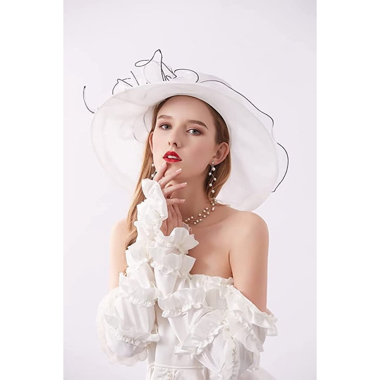 New Large flower dress hat Church hat with black feathers and large satin flowers  main image 2