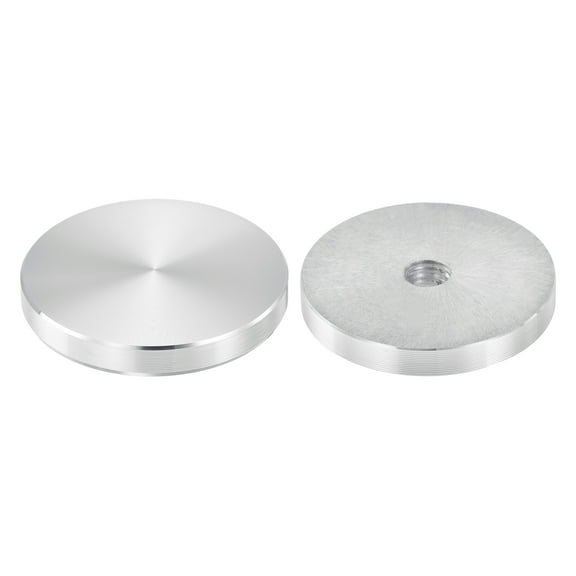 M10 Thread 50mm Diameter Round Shape Aluminum Disc Hardware 2pack, Aluminum Circle Disc Glass Top Adapter, Silver