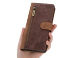 thumbnail image 3 of Wallet Case for Samsung Galaxy S20 FE 6.5-Inch with Kickstand Card Slots Magnetic Clasp Wrist Strap Case, Premium PU Leather Soft TPU Shockproof Zipper Design Flip Folio Phone Cover,Brown, 3 of 15