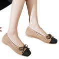 thumbnail image 7 of Domzle Women's Ballet Flats Cap Toe Bow Flats Two Tone Slip On Flats Comfort Square Toe Dressy Flat Shoes for Casual Work Khaki, 7 of 7