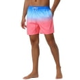 thumbnail image 4 of INSPIRE CHIC Men's Contrast Color Gradient Elastic Waist Summer Drawstring Beach Shorts 28 Blue Red, 4 of 6