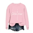 thumbnail image 2 of SYMOID Casual Womens Pink Christmas Cross Heart Graphic Sweatshirt - 100% Polyester Loose Fit Round Neck Long Sleeve Religious Festive Pullover,Size XL, 2 of 5
