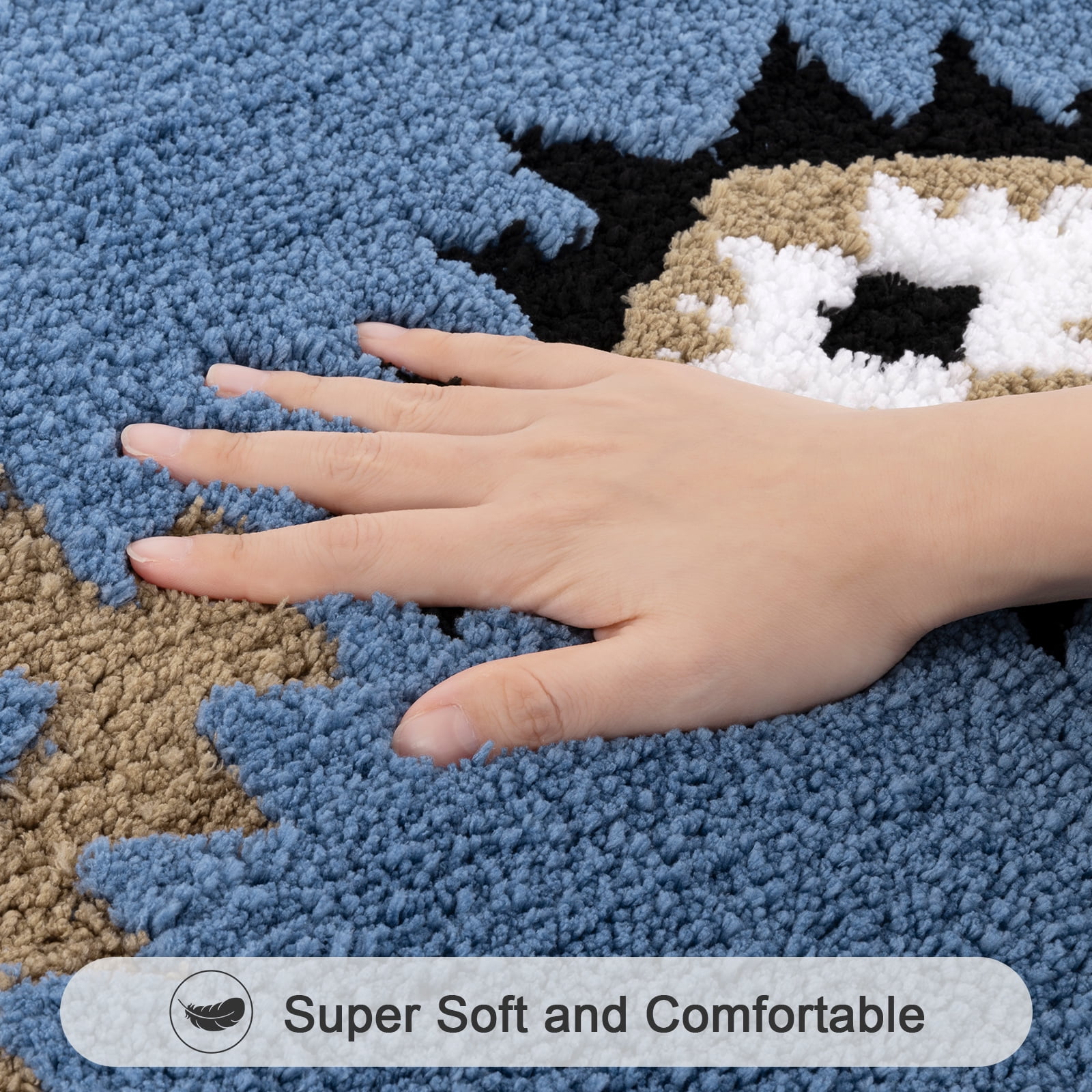 Bathroom Rugs Sets 4 Piece with Toilet Lid Cover, Non Slip Bathroom Mats Extra Soft Chenille Bath Rugs Absorbent Shaggy Rugs Perfect Plush Mats U-Shaped Toilet Rug and Toilet Cover Kitchen