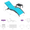 thumbnail image 3 of PURPLE LEAF Patio Chaise Lounge Set of 3 Outdoor Lounge Chair Beach Pool Sunbathing Lawn Lounger Recliner Chiar Outside Tanning Chairs with Arm for All Weather, Side Table Included, Turquoise Blue, 3 of 9
