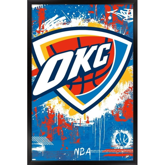NBA Oklahoma City Thunder - Maximalist Logo 23 Wall Poster, 14.725" x 22.375" Framed