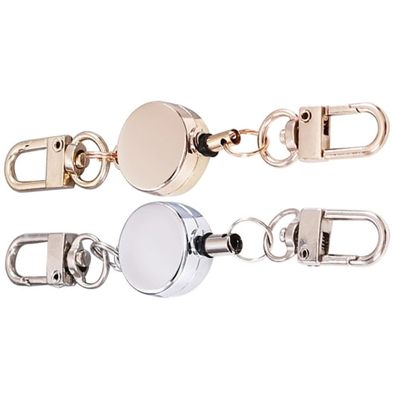 QIFULL 2Pcs Retractable Badge Holder Keychain with Flexible Elastic Buckle for Belt Use Assorted Color