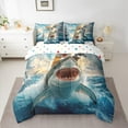 thumbnail image 2 of Feelyou Kawaii Ocean Sealife Twin Bedding Sets 7-Piece, Cat Riding Shark Bedding Comforter Set, Teens Boys Girls Kids Reversible Sheet Sets, Microfiber Bedroom Decor, 2 of 7