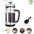 thumbnail image 2 of Easyworkz Stainless Steel French Press 34 oz Coffee Tea Maker with Soft Grip Handle, 2 of 7
