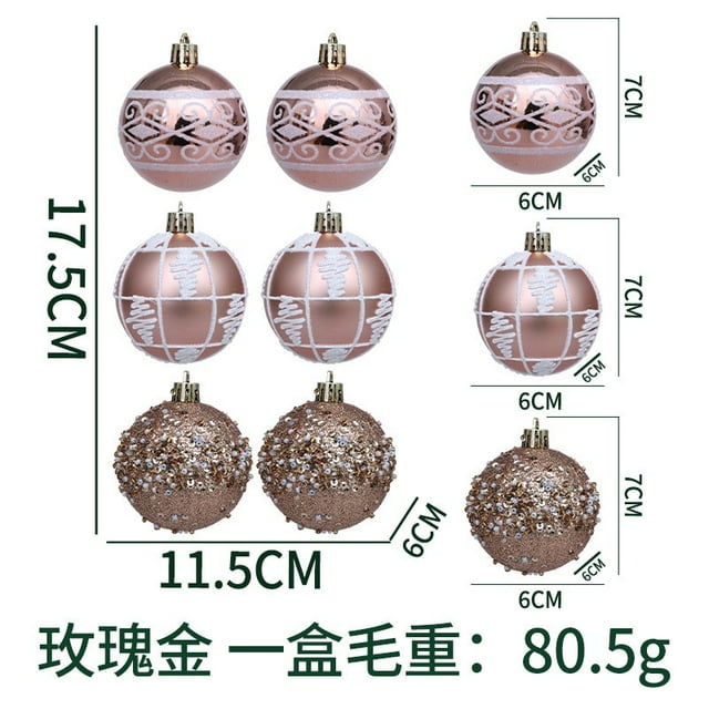 Hogar y jardín, Adornos colgantes, 6 piezas de bolas de plástico galvanizado para adornos de árbol de Navidad, el colgante