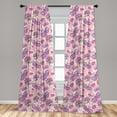 thumbnail image 5 of Ambesonne Floral Curtains, Butterfly Cartoon Style, Pair of 28"x63", Pale Pink Lavender, 5 of 5