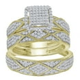thumbnail image 2 of 10kt Yellow Gold His Hers Round Diamond Cluster Matching Wedding Set 3/4 Cttw, 2 of 4