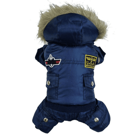 Blue Waterproof Warm Winter Pet Coat Jackets for Small / Medium / Large Dogs, Hoodies Jackets Pet Dog clothes for Cold Winter, (Best Dog Jackets For Winter)