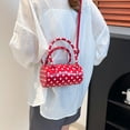thumbnail image 6 of AJGRHE Polka Dot Crossbody Bags for Women Round Bag Glossy Purses Women Satchel Handbag Cute Bag Casual Shoulder Handbag Red1, 6 of 10