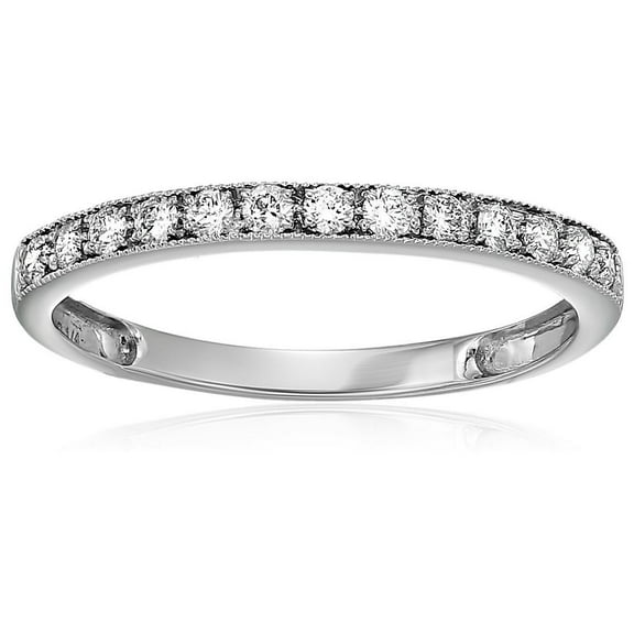 Vir Jewels 1/4 CTTW Diamond Wedding Band with Milgrain 14K White Gold Prong Set Size 5 Female Adult