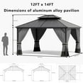 thumbnail image 2 of ASJMR 12x14 FT Hardtop Gazebo Double Roof,Outdoor Metal Pavilion Garden Tent with Netting and Curtains,Gray, 2 of 6