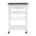 thumbnail image 3 of Linon Natalie Stainless Steel Top Rolling Kitchen Storage Cart in White Wood, 3 of 14