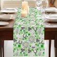 thumbnail image 3 of Table Runners 108 Inches Long Dress Scarves, St. Patrick's Day Farmhouse Coffee/Dining/Kitchen Table Runner for Living Room, Green Black Plaid Lucky Clovers Check 13x108 Inch, 3 of 9