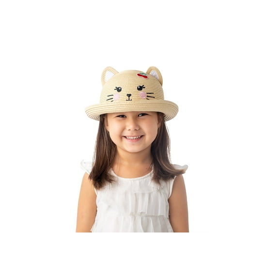 FLAPJACKKIDS Kids' Straw Hat - Cat - L (4-6y )