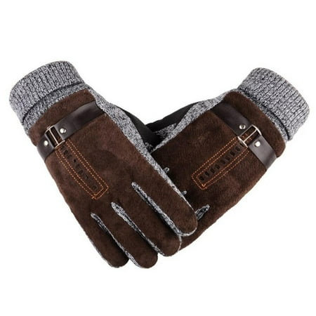 

Dadaria Womens Gloves Winter Pigskin Gloves Winter Skiing Outdoor Riding Warm And Thick Anti-Skid Gloves Brown Women