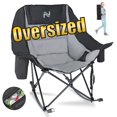thumbnail image 1 of ABORON Oversized Rocking Camping Chair for Adults - 400lbs Capacity Heavy Duty Padded Rocker Chair, Folding Lawn Chair with Cooler Bag and Pockets, Portable Recliner Outdoor, 1 of 10