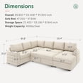 thumbnail image 3 of HONBAY Velvet Sectional Sleeper Sofa Bed with Pull-Out Couch Bed with Storage for Living Room, Beige, 3 of 13