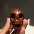 thumbnail image 4 of K-KED 2Pcs Natural Sandstone Quartz Skeleton Skull Carved Crystal Reiki Goldstone Gift, 4 of 8