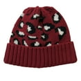 thumbnail image 3 of Herrnalise Women Casual Leopard Stitching Outdoor Plush Hats Crochet Knit Beanie Cap, 3 of 3