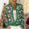 thumbnail image 2 of adviicd Women's Ugly Christmas Cardigan Sweaters Open Front Button Down Crew Neck Long Sleeve Knit Outwear Coat (Dark Green, M), 2 of 6