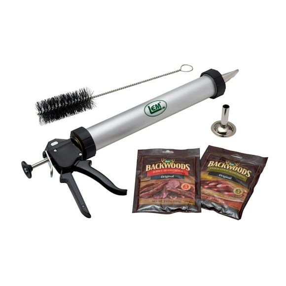 LEM Produits Canon à Jerky avec Buses et Brosse, Assaisonnements Backwoods, Aluminium Anodisé et Acier Inoxydable