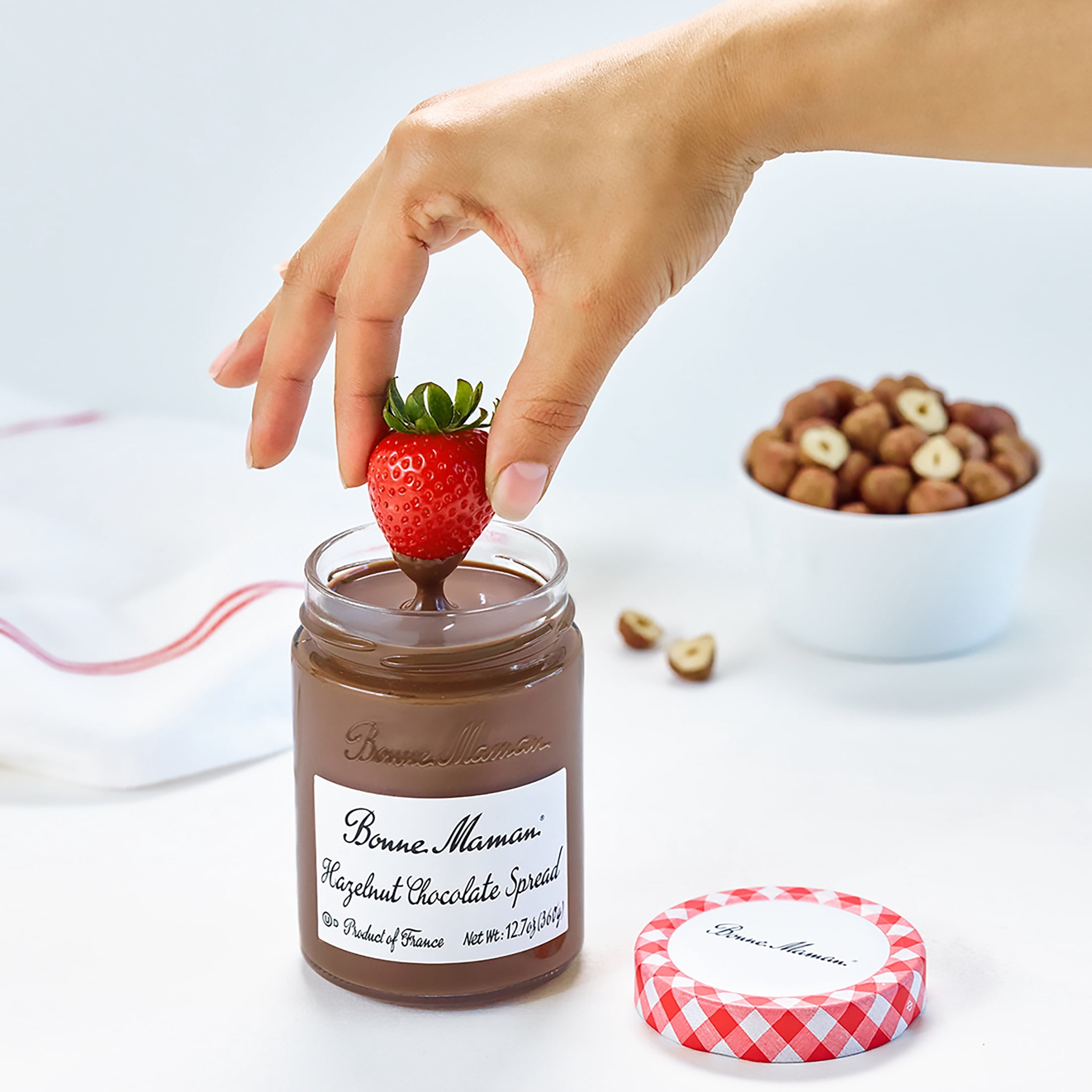 (6 pack) Bonne Maman Hazelnut Chocolate Spread, Smooth & Creamy Nut Butter, 12.7 oz Jar