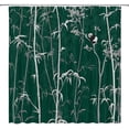 thumbnail image 2 of Vintage Bamboo Shower Curtain Retro Chinese Style Green Gray Bamboo Leaf Panda Rutsic Plant Bathroom Decor Fabric Curtain with Hooks, 2 of 6